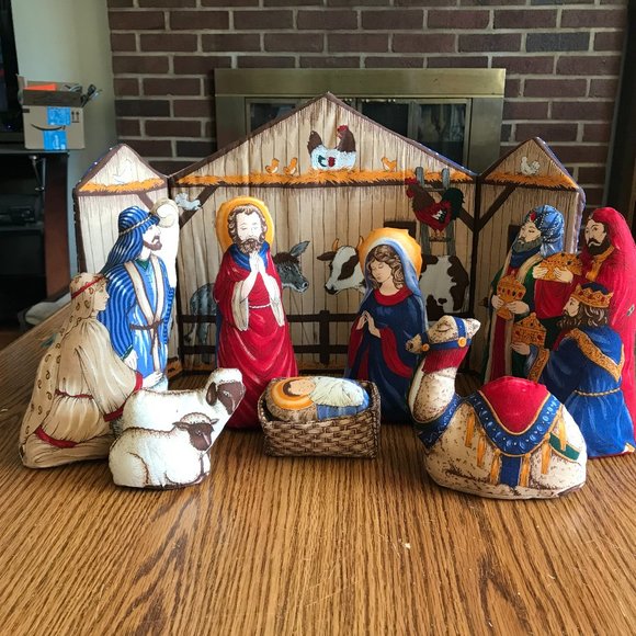 Hand Crafted Other - 9 piece stuffed nativity set New